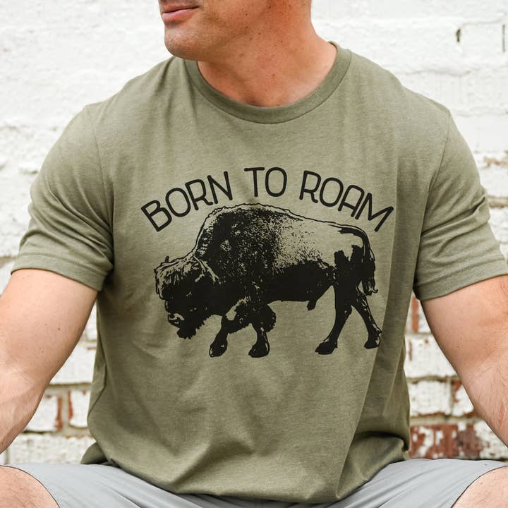 Born To Roam Buffalo Tee for wholesale by Quotable Life