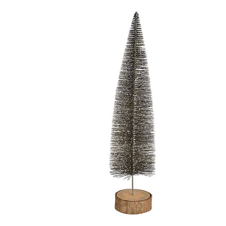 Albero di Natale su tronco con glitter in plastica nero (L/A/P) 10x34x10cm per la vendita all'ingrosso da parte di Wurm