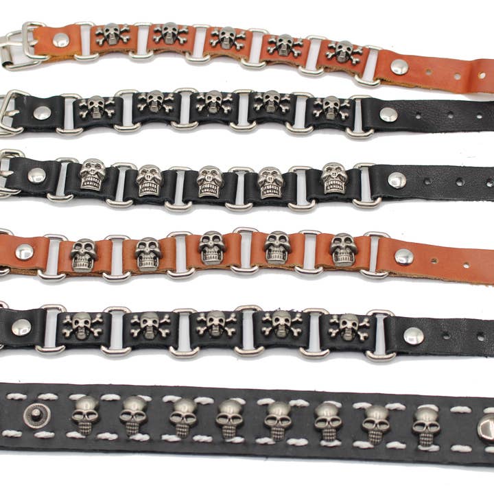 12pcs assorted Men's Biker Leather Gothic Skull Bracelet and other Purchase Wholesale harley davidson. Free Returns & Net 60 Terms on Faire trending on Faire.