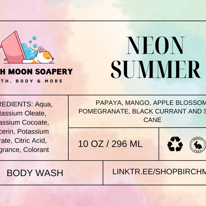 Gel douche Neon Summer pour la vente par Birch Moon Soapery