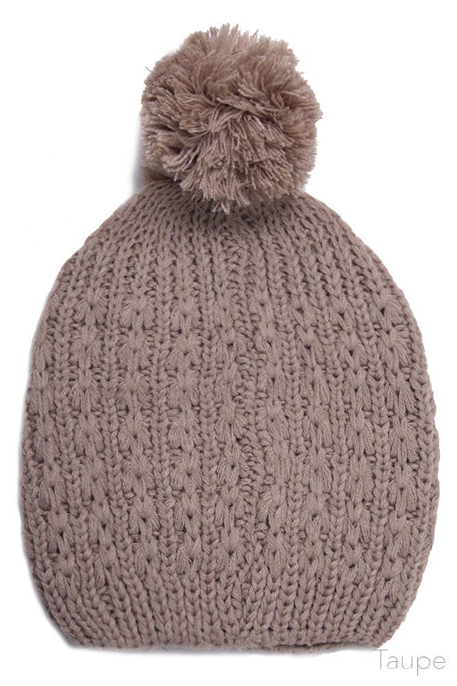 Hana - Wholesale Beanie - Women's - Solid Knit Pom Beanie Winter Hat1