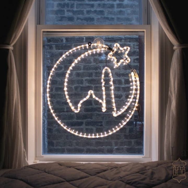 Halvmåne med moske silhuet LED lys for engroshandel hos Days of Eid