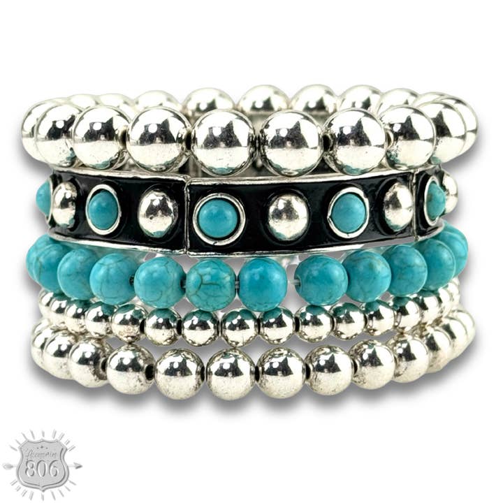 Ensemble de bracelets turquoise et argent pour la vente par Pink Panache Brands