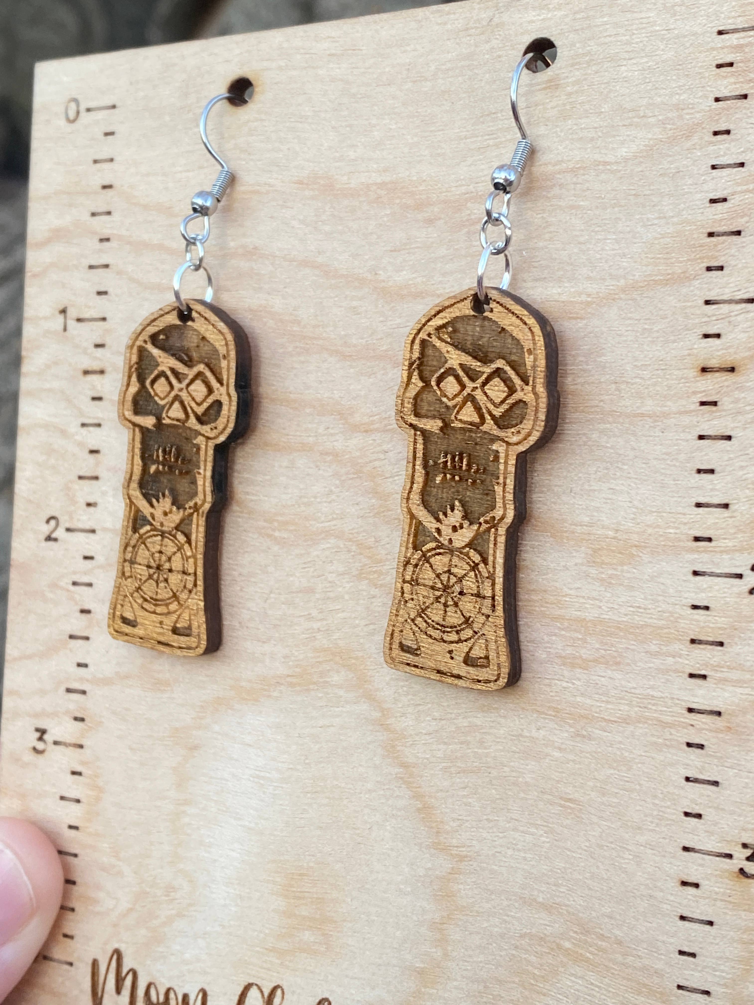 Moon Child Trinkets - Wholesale Dangle Earrings - Goonies inspired Copper Bones Skeleton Key Wood Earrings2