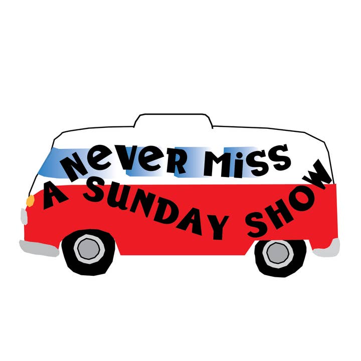 Autocollant pour pare-chocs Never Miss a Sunday show Deadhead pour la vente par Glad Dog Cards
