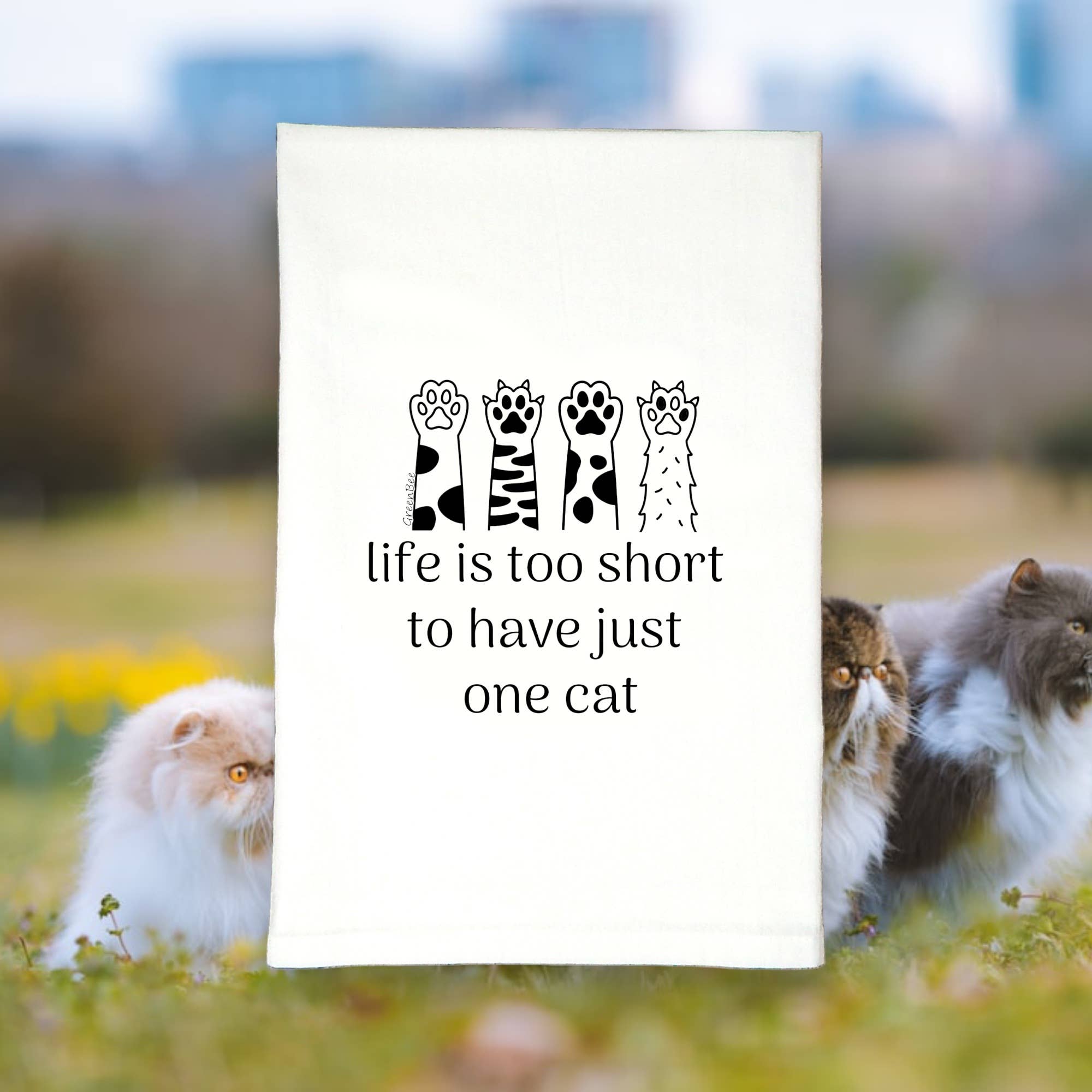 Green Bee Tea Towels - Wholesale Tea Towel - Short Life For One Cat Towel | Tea Towels | Pet Dish Towel2