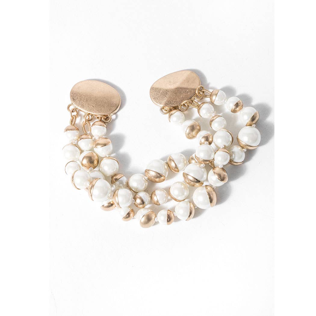 SAACHI – Großhandel Perlenarmband – Halbmond-Perlen-Statement-Armband Elfenbein1