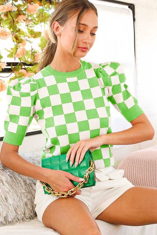 Pink Irene Wholesale - Vendita all'ingrosso Top in maglia - Donna - TOP IN MAGLIA CON STAMPA A QUADRETTI20