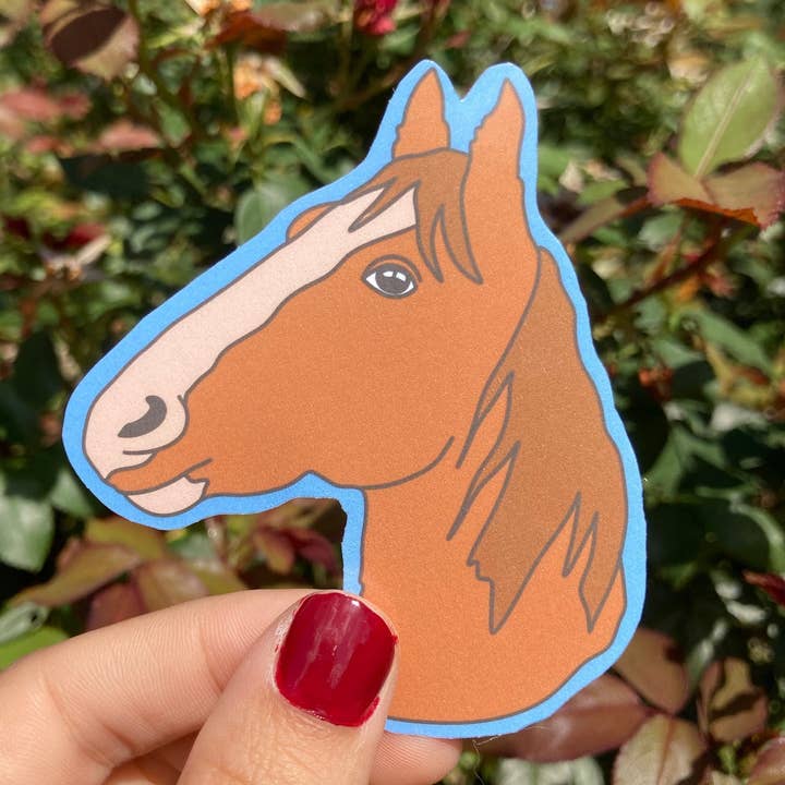 Cartoon Horse Sticker | Brown Horse Decal | Cute Cartoon Horse | Brown Pony Sticker | Horse Girl Sticker| Horse Lover Gift | Frankie Sue for wholesale by Frankie Blue