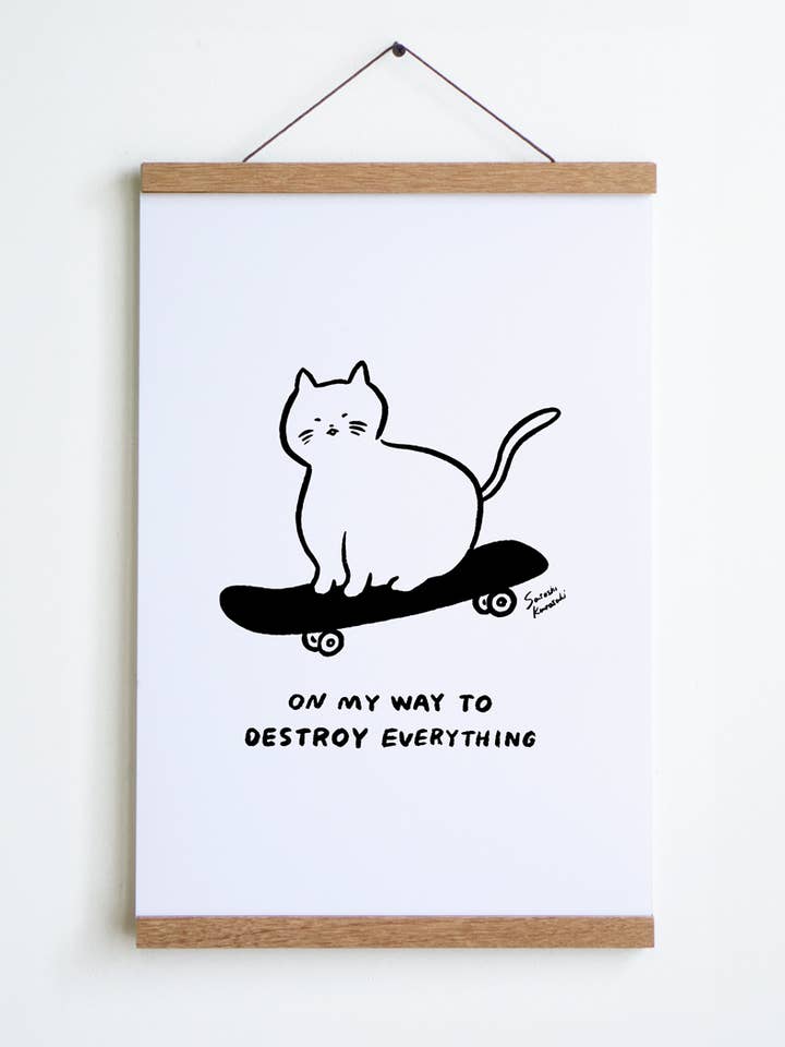 Sk8 Cat Print for wholesale by Stay Home Club