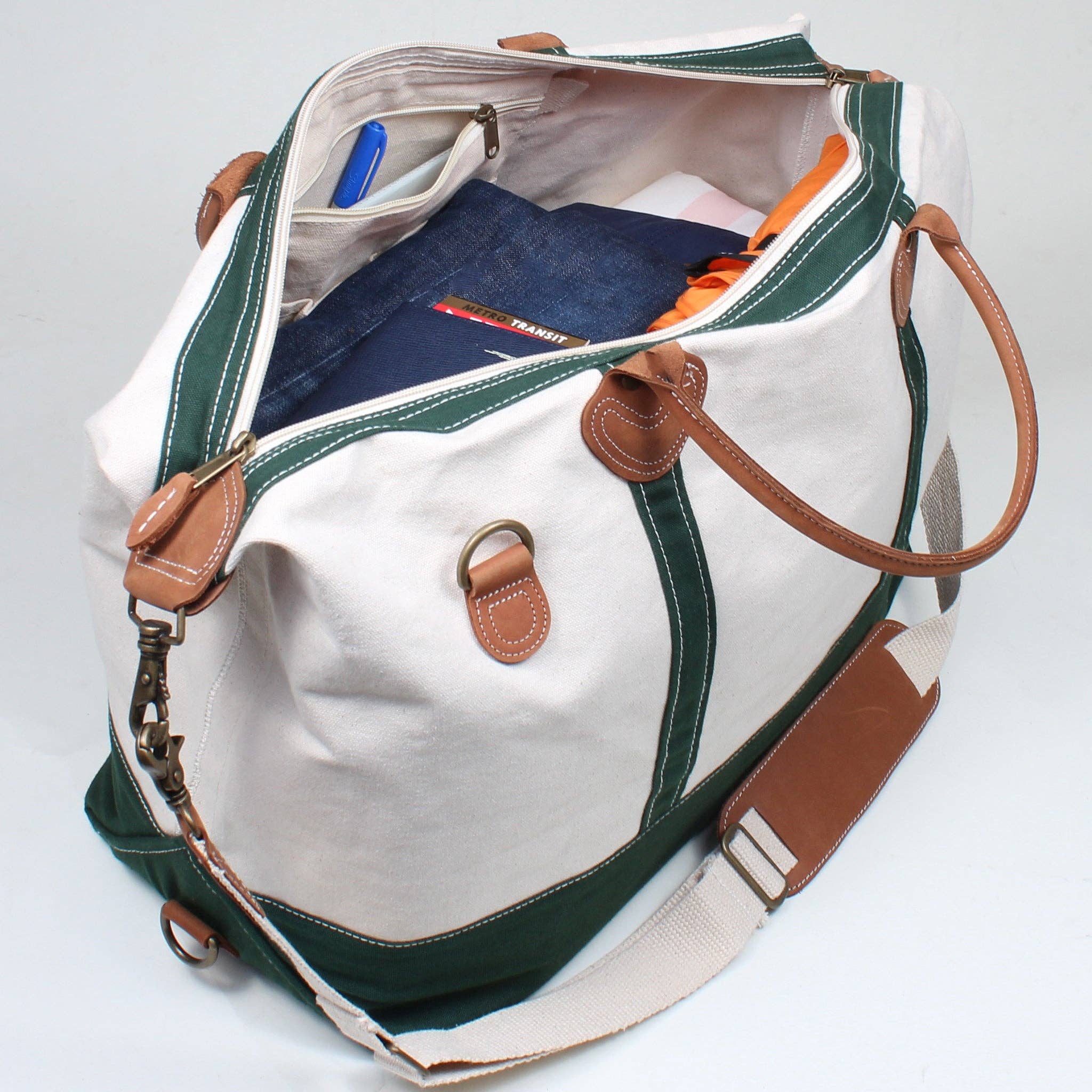 ShoreBags - Venta al por mayor Bolsa de viaje - Unisex - Bolsa de lona grande Weekender con detalles de cuero4