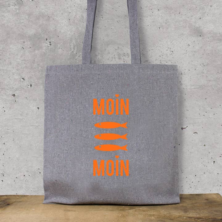 Bomullspåse "Moin Moin Fische" (Neonorange) för wholesale av Bow & Hummingbird