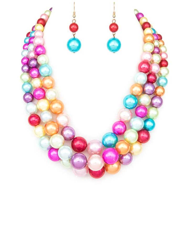 Layer Pearl Statement Necklace Set for wholesale by Artini Accessories