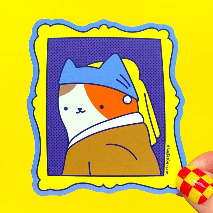 Adesivo in vinile Vermeer Ragazza con l'orecchino di perla per la vendita all'ingrosso da parte di Tiny Bee Cards