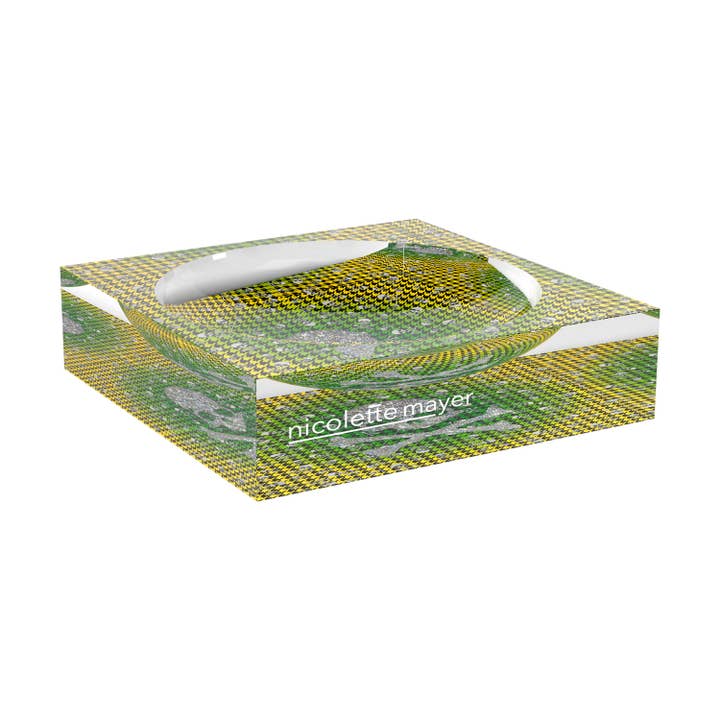 CrossBones Houndstooth Green Yellow Acrylic Candy Catchall Dish for wholesale by Nicolette Mayer Collection