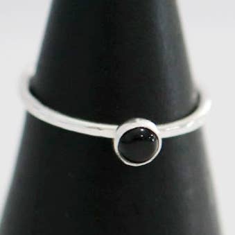 Gemstone Stacking Ring in Black Onyx and Sterling Silver for wholesale by Metrix Jewelry