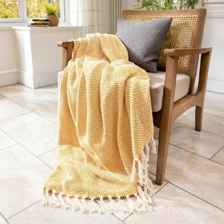 Allure Bath Fashions - Wholesale Throw Blanket - Audley Chevron Herringbone Throw Blankets - 100% Cotton