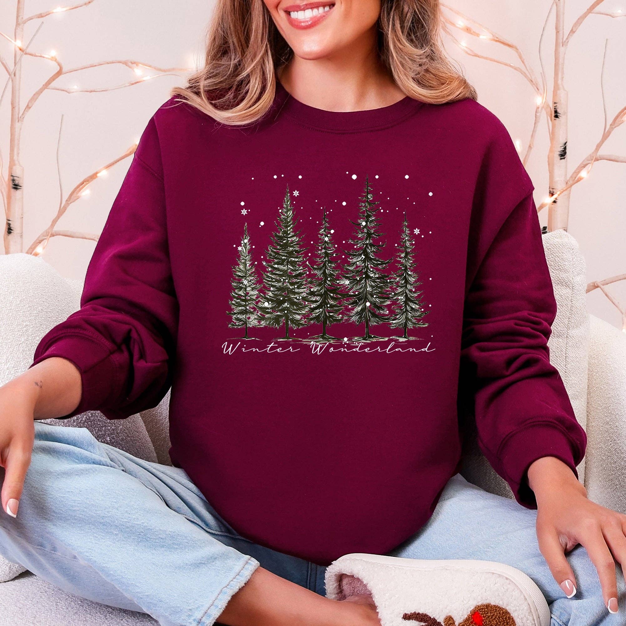 Refinery Number One LLC - Vente Sweat-shirt à imprimés – unisexe - Hiver Merveilleux, Sapins de Noël, Sweat à Neige4