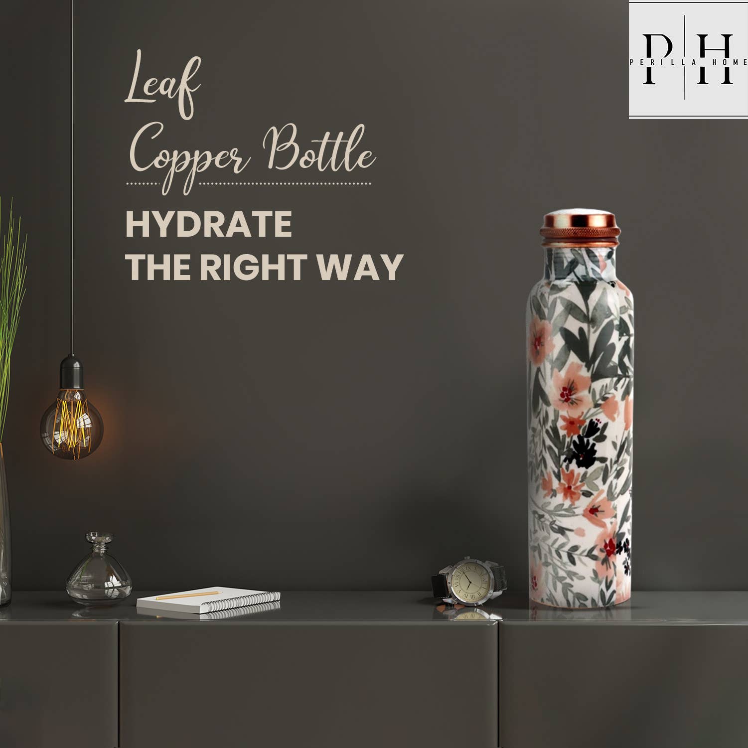 Perilla Home - Wholesale Water Bottle - Leaf Copper Bottle (1L)5