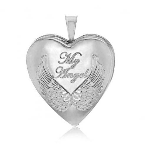 20 mm My Angel hartvormige zilveren medaillon met ketting voor wholesale door CLANDELA