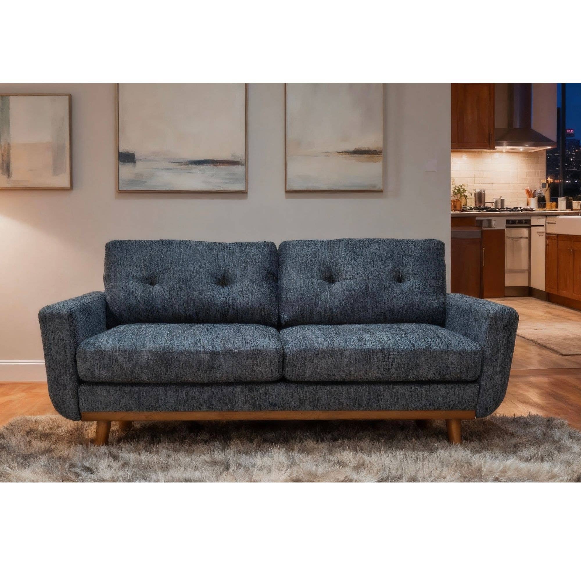 39F Inc. - Vente Canapés - Canapé d'appoint capitonné de 67,7 pouces de style mi-siècle avec pieds en bois50