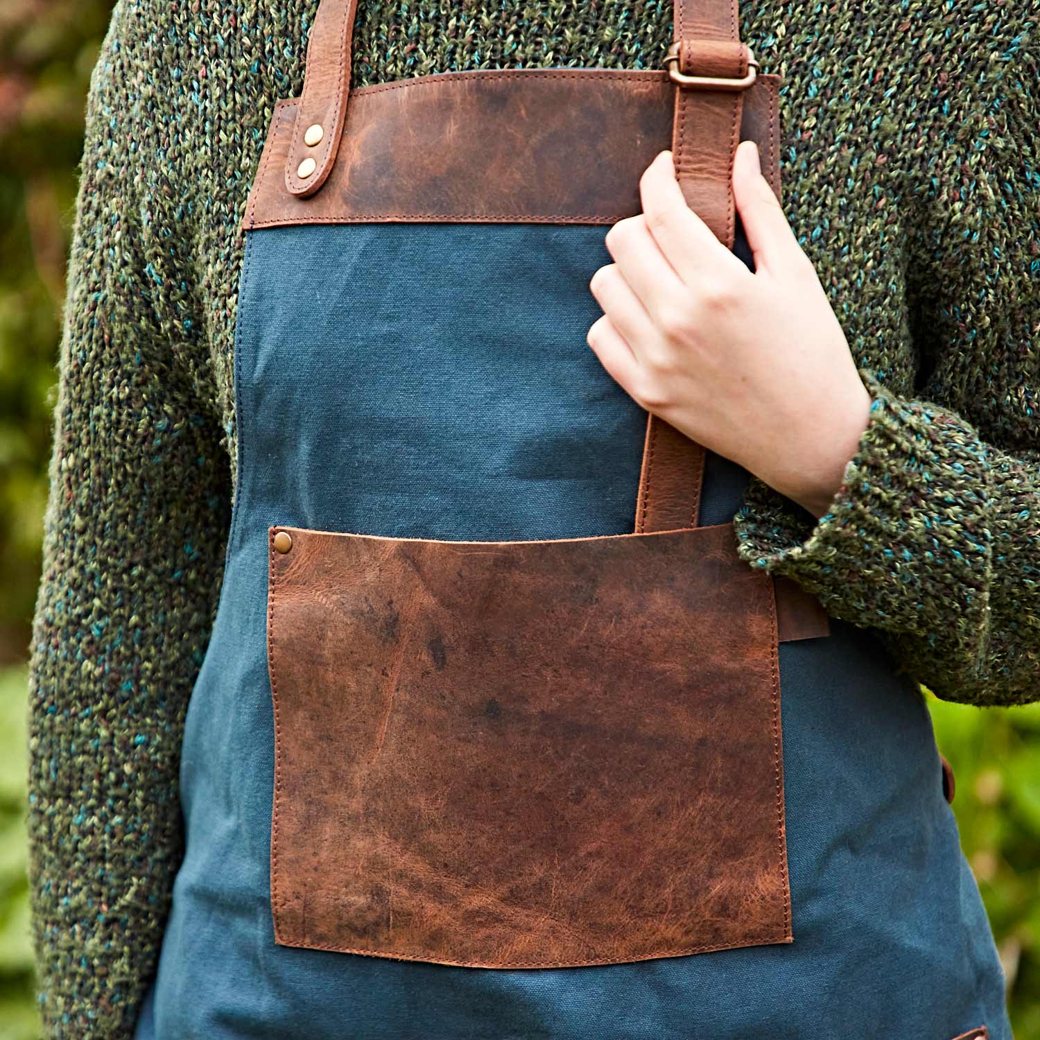 The Paper High Gift Company Limited - Wholesale Apron - Blue Canvas and Leather Apron - Handmade2