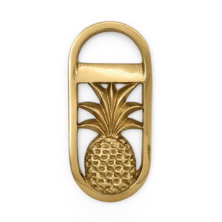 FERN - Wholesale Fles/wijnopener - Flesopener Ananas Rond 9 x 4 x 0,2 cm - Massief Messing0