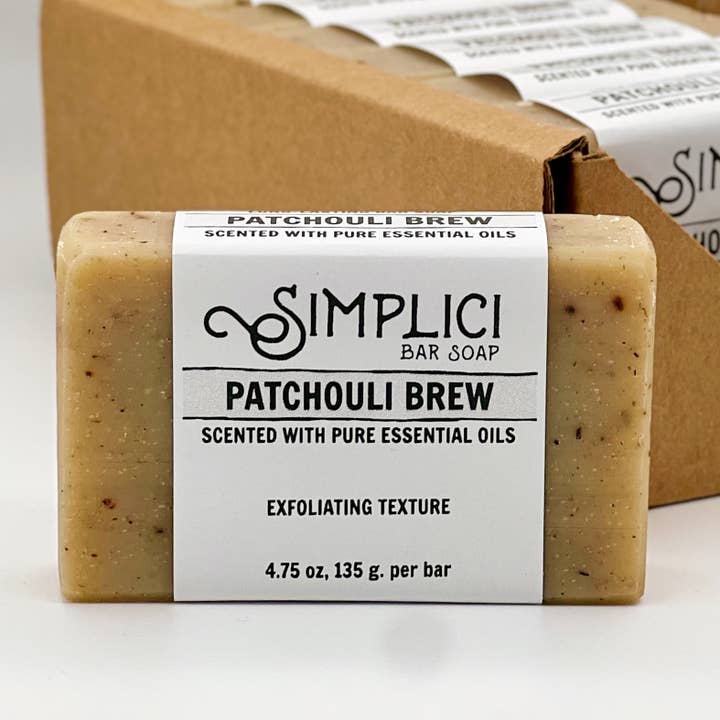 SIMPLICI Patchouli Brew Natural Bar Soap (w/ essential oil) for wholesale by Simplici Soap Factory