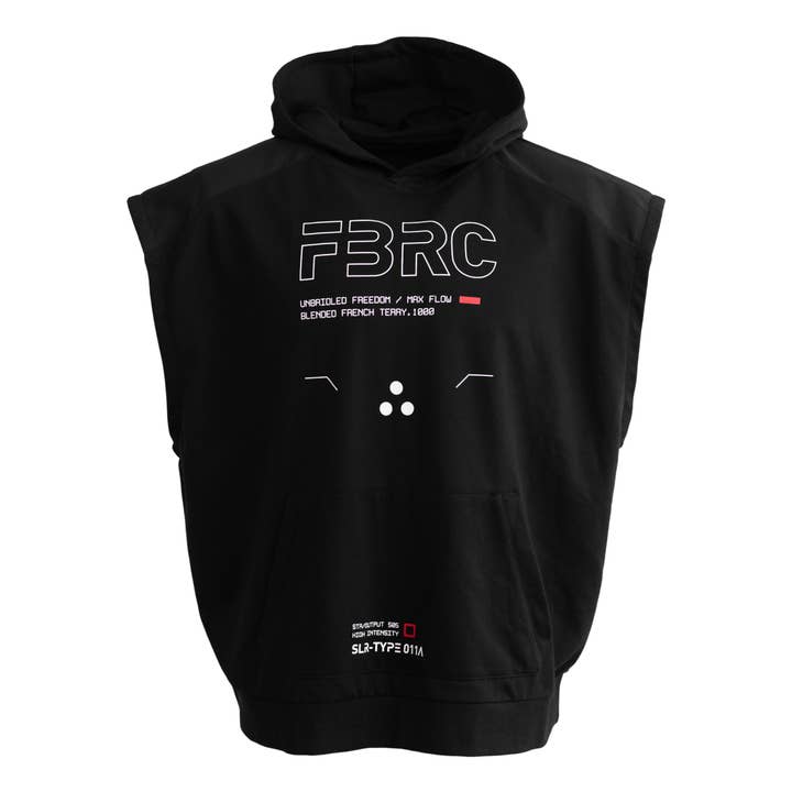 SLR-Typ 011A Schwarzer ärmelloser Hoodie für den Großhandel von Fabric of the Universe