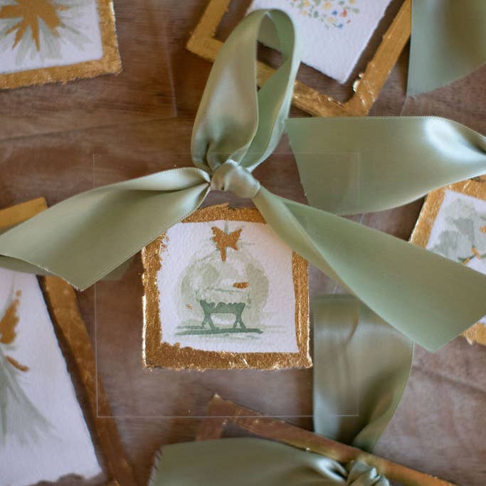 Porter Rivers Art - Wholesale Ornament - The Manger - Hand Painted Watercolor Ornament 2