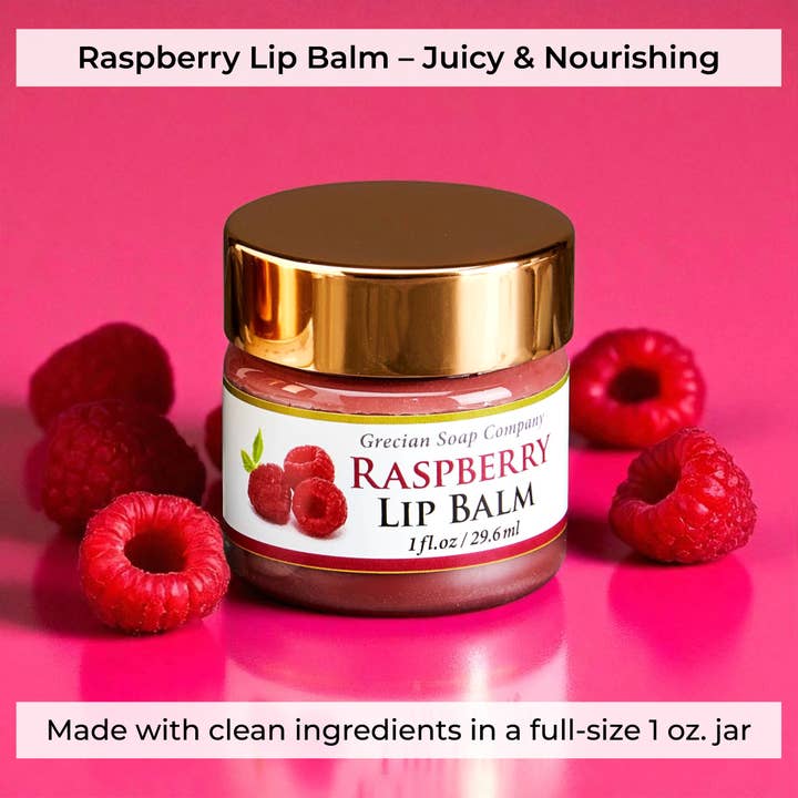 1 oz. All Natural Hydrating Handmade Lip Balms - Raspberry for wholesale by The Grecian Soap Company