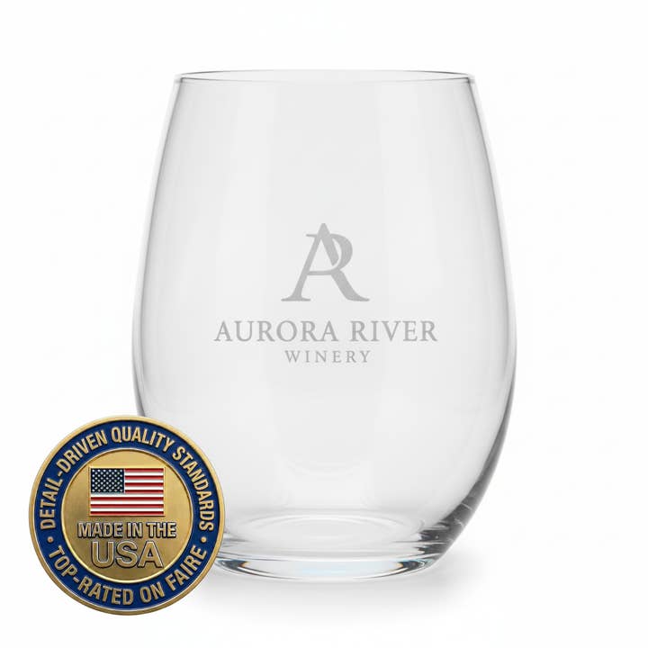 Verre à vin sans pied gravé sur mesure de 15 oz pour la vente par 9th Letter Press