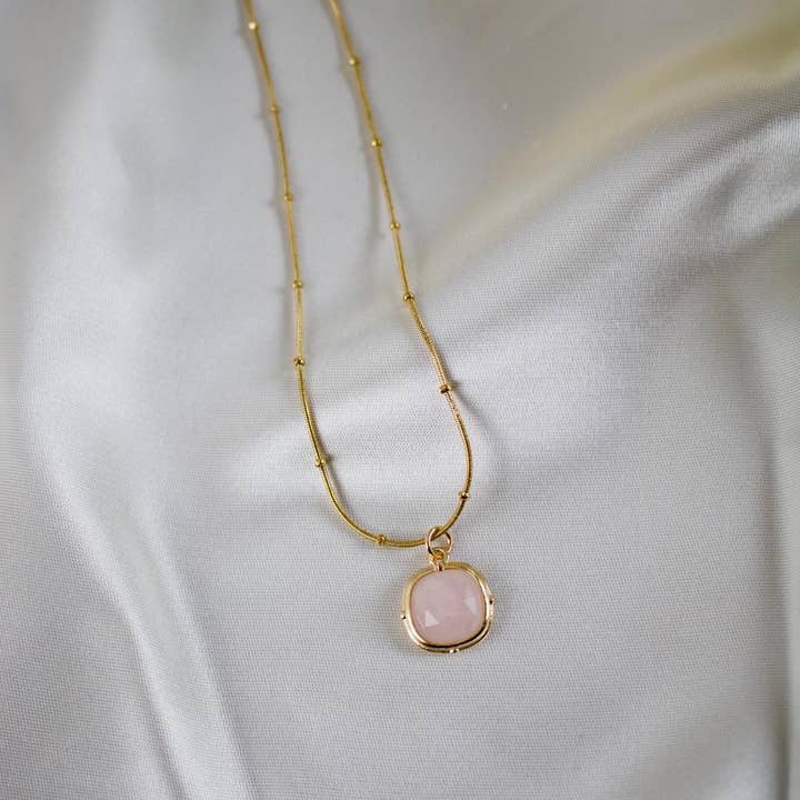 TISH jewelry - Wholesale Pendant/Charm Necklace - Ace // Square Pendant Crystal Necklace