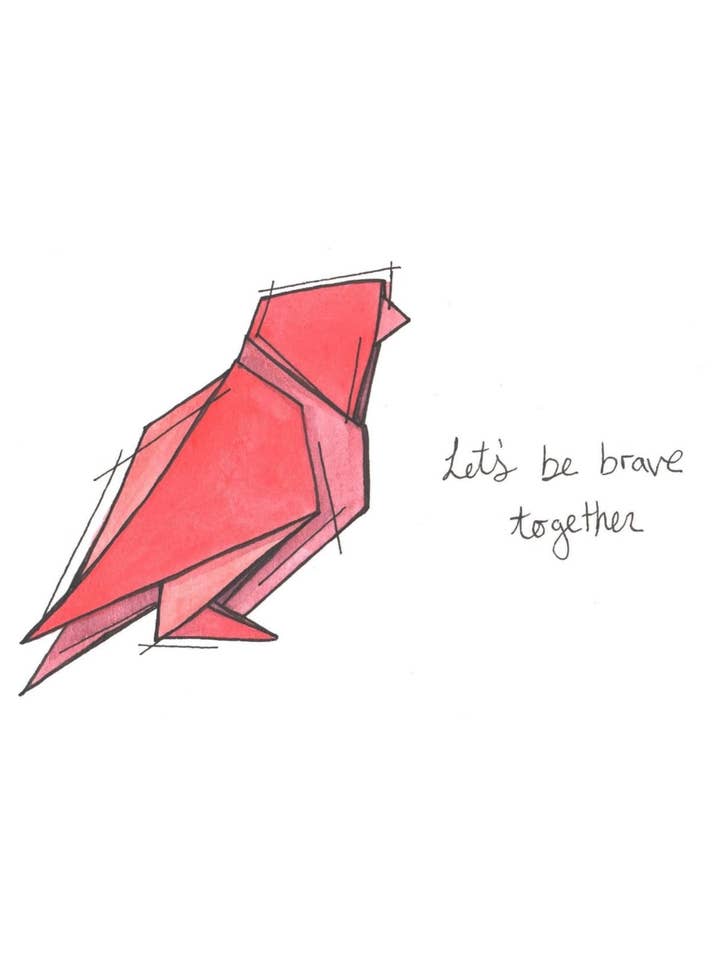 Aguarela de origami agridoce pássaro vermelho estampado 4x6 por atacado de Marissa Tawney Thaler Illustration