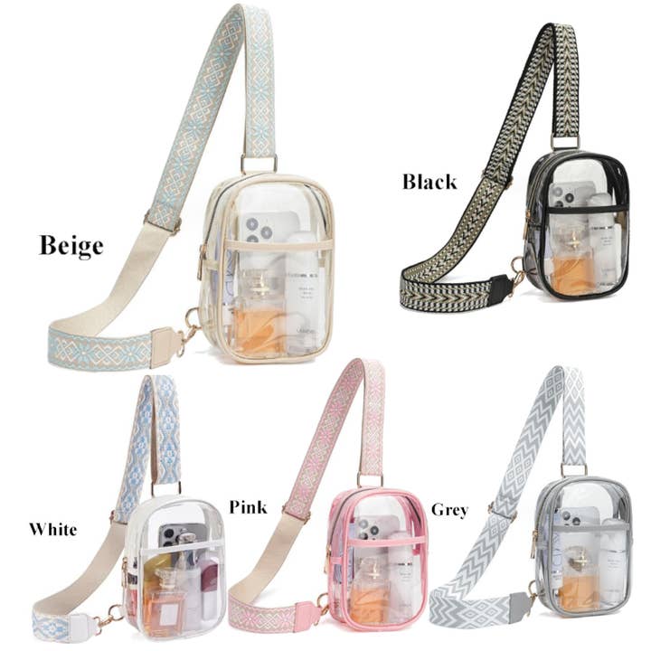 Hatzzi - Wholesale Crossbody Bag - Women's - Clear Concert Stadium Bag, Sling Bag, Fanny Pack, Crossbody