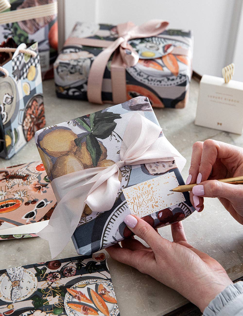 Bespoke Letterpress - Wholesale Inpakpapier - Zomerpicknick/Crab & Squid cadeauverpakking, 6 stuks8