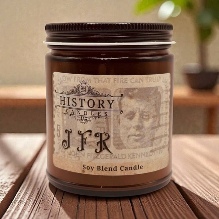 JFK Candle | John F Kennedy Jar Candle | History Candle for wholesale by History Candles