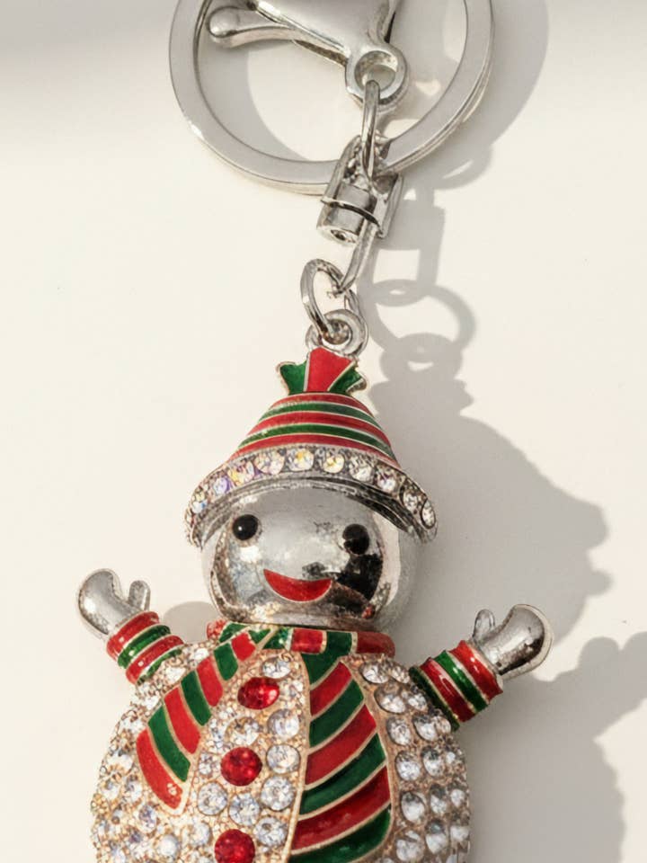 Happy Snowman Crystal Keyring & Bag Charm for wholesale by Arya Jewellery Wholesale