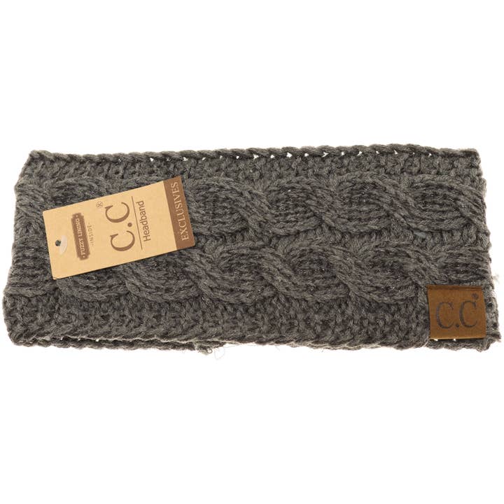 C.C Beanie - Wholesale Fashion Headband - Women's - Metallic Cable Knit CC Women's Fashion Headband