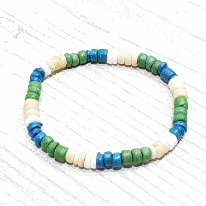 Schelparmband met houten kralen BG-2129 voor wholesale door Gloria-Maris