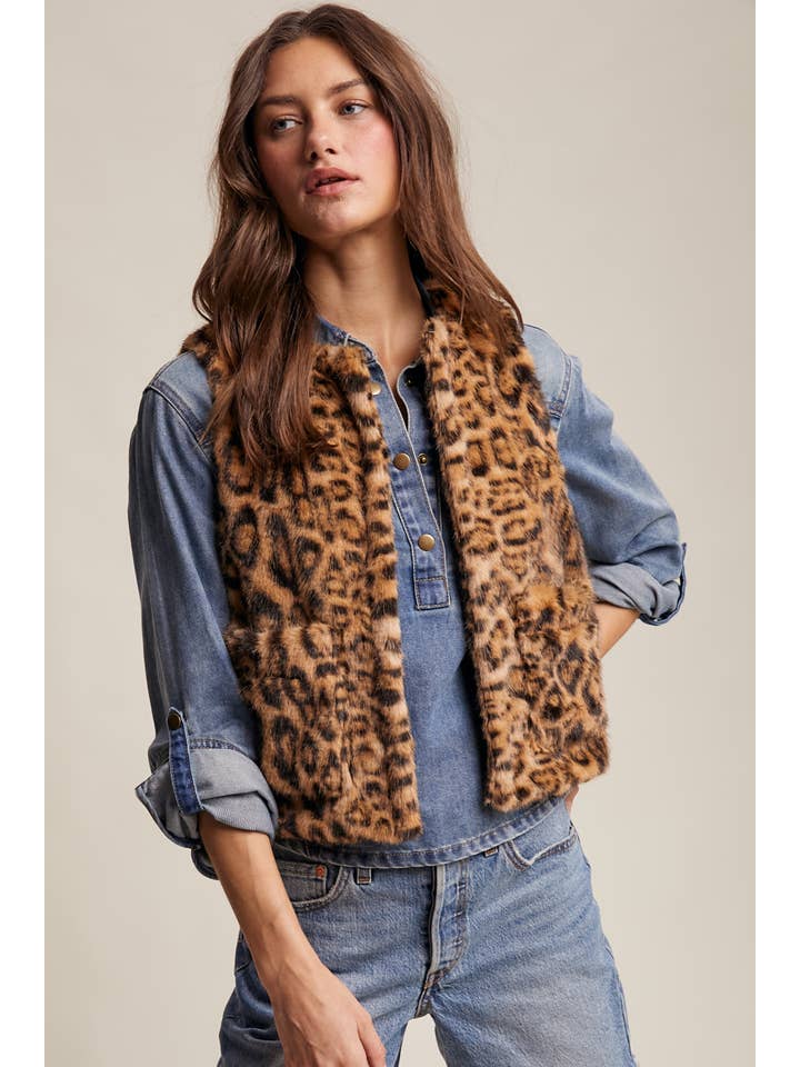 Listicle - Wholesale Outerwear Vest - Women's - Faux Fur Leopard Vest9
