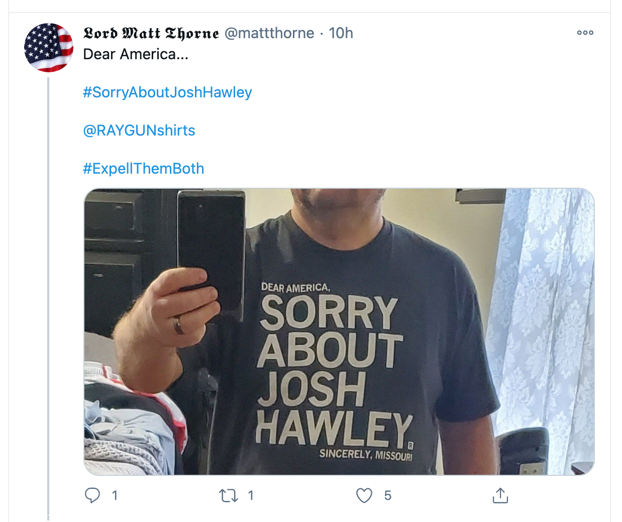RAYGUN - Vente T-shirt sérigraphié – unisexe - Désolé pour Josh Hawley11