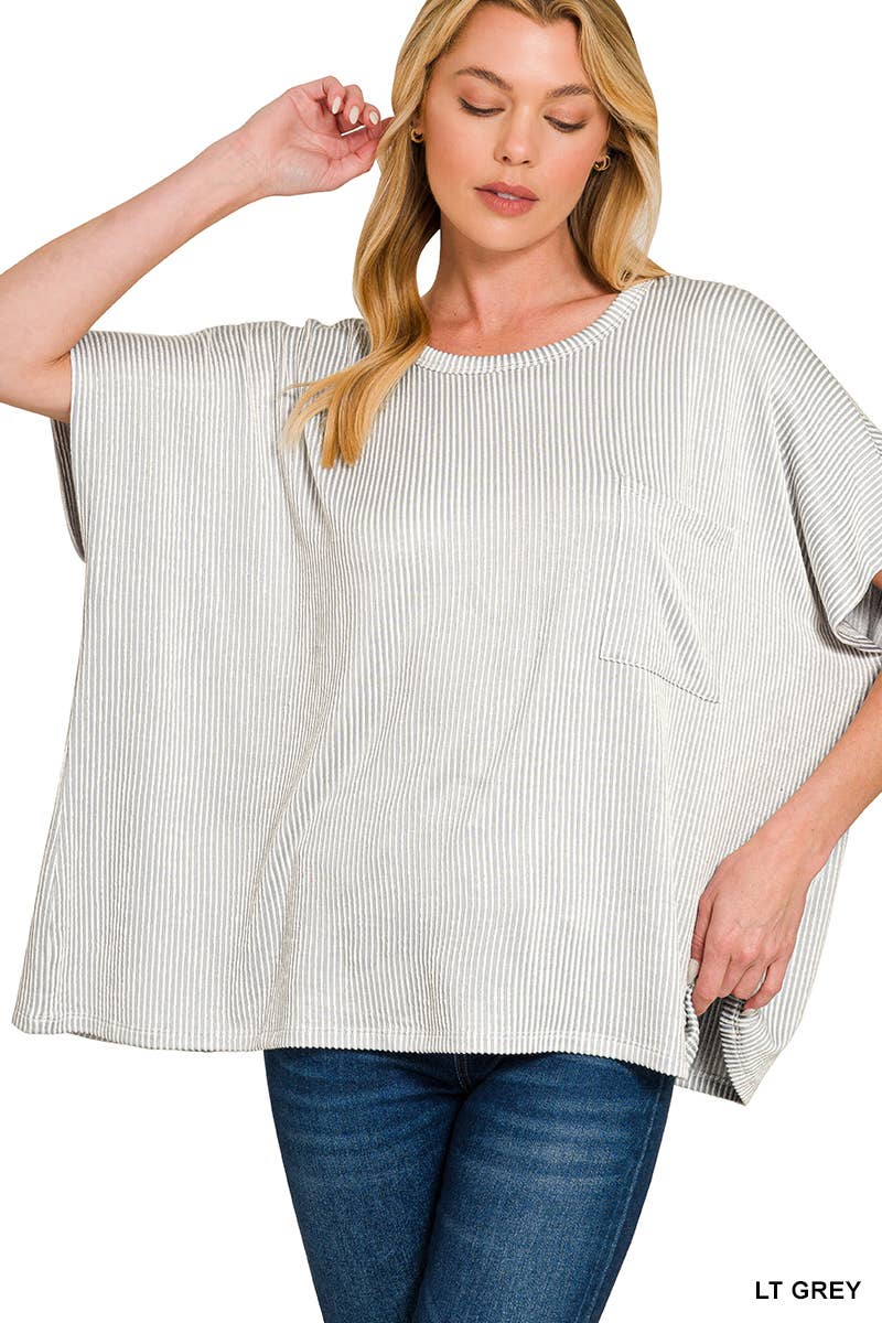 42POPS - Wholesale Knit Top - Women's - `.Corded Rib Oversized Short Sleeve Top18
