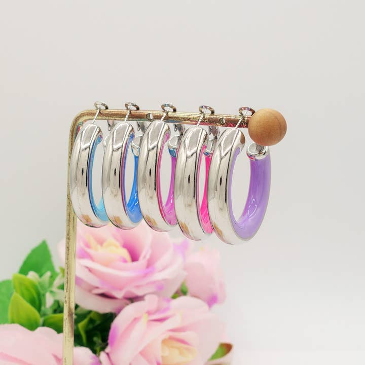 Daemon srls - Wholesale Hoop Earrings - DREW - ACCIAIO INOSSIDABILE - Big Hoops orecchini a cerchio smaltati5