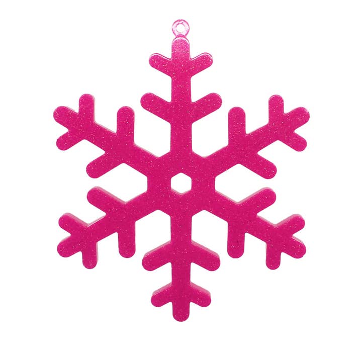 Glitter Snowflake Ornament, Bubblegum Pink, 7-inch for wholesale by Very Christmas