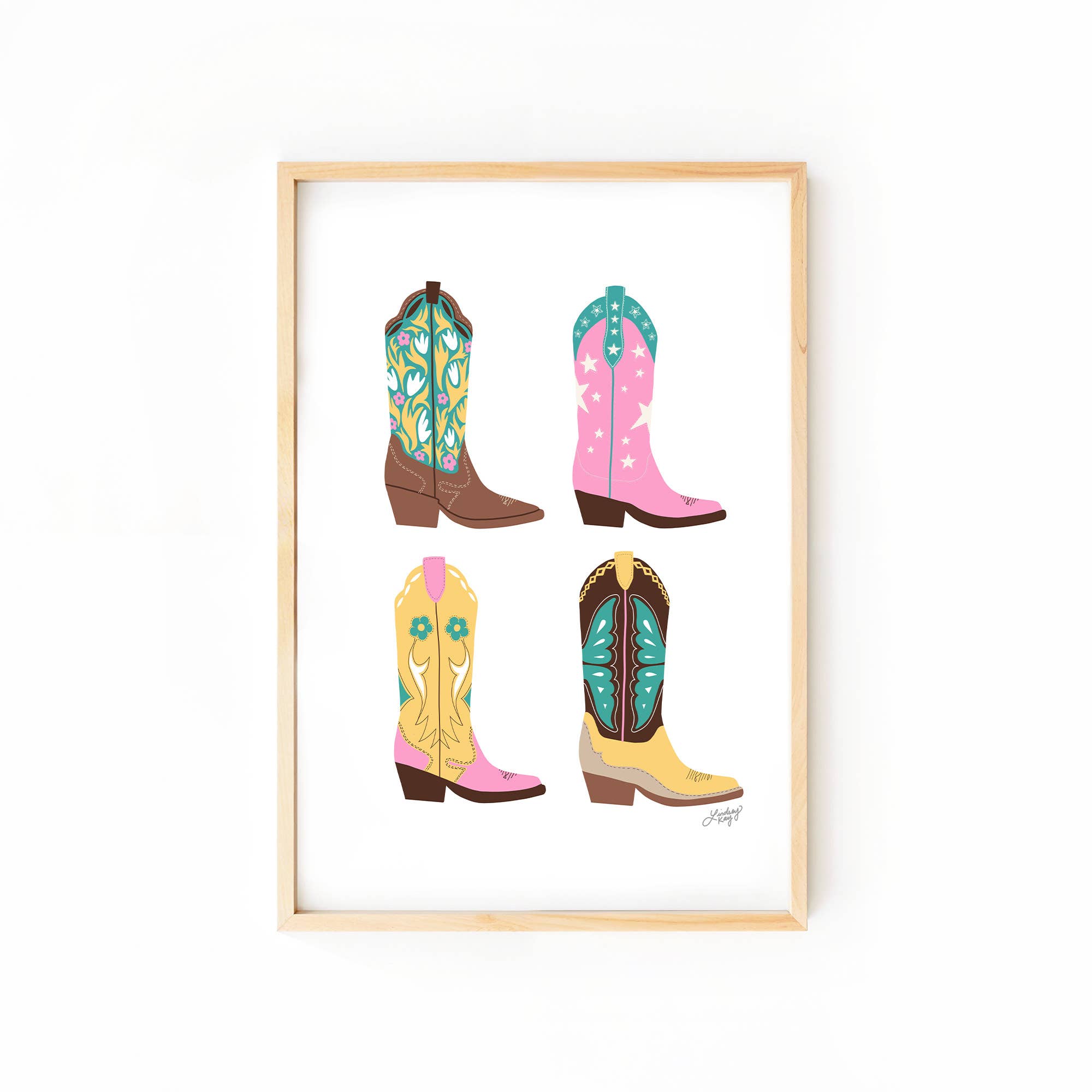 Lindsey Kay Collective - Wholesale Art Print - Cowgirl Boots Illustration - Art Print0