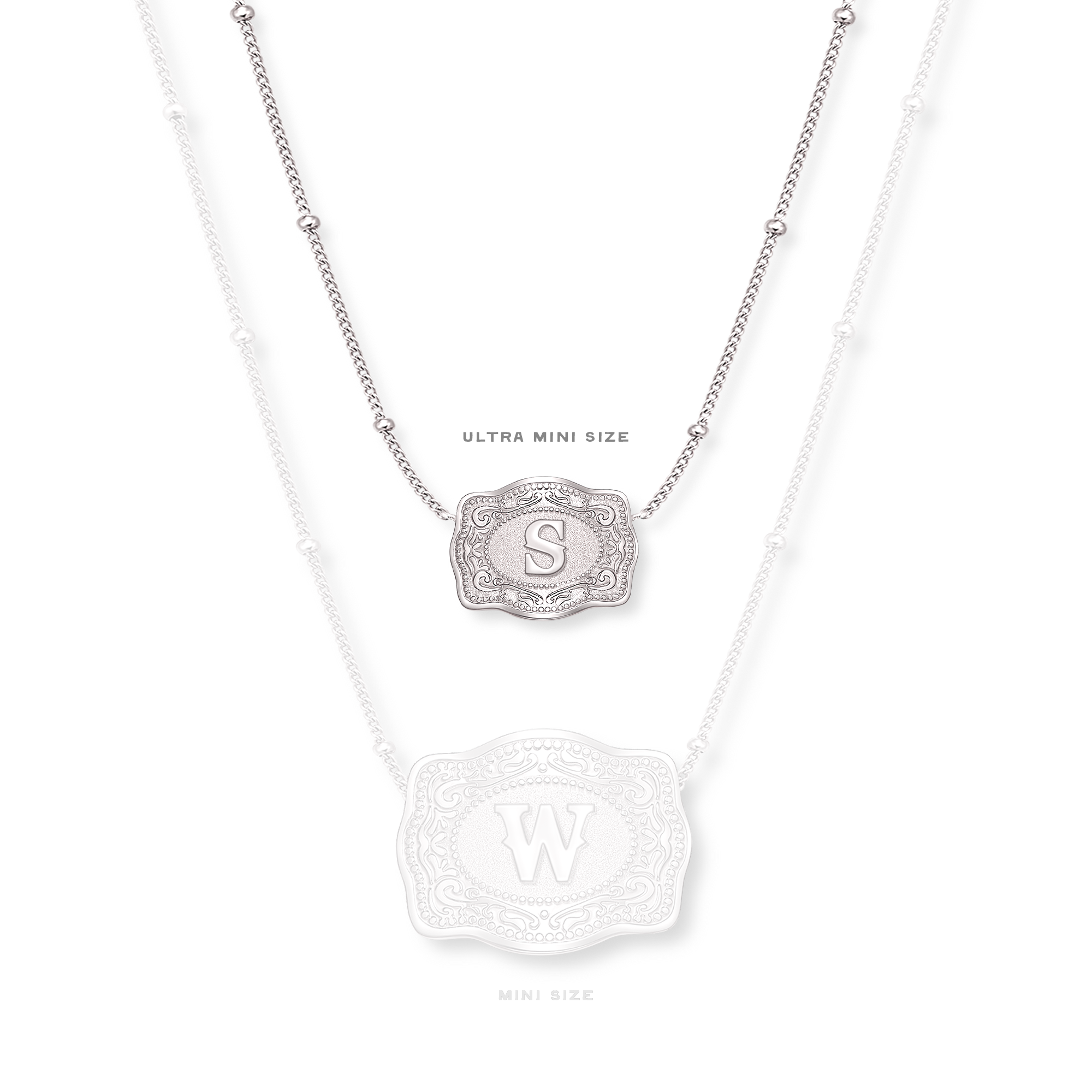 SpurWest Ultra Mini Belt Buckle Necklace (Initial) - Silver for wholesale on Faire3