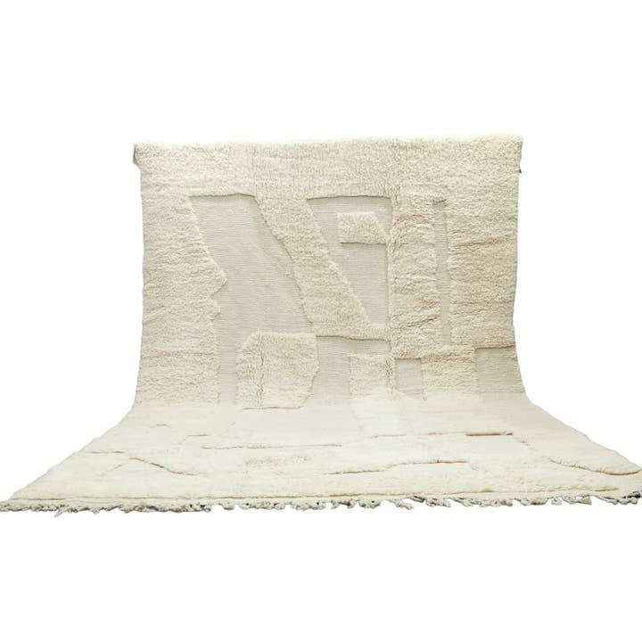 Moonlight Rug – White Moroccan Wool Rug | High-Low Geometric Texture for wholesale by Madouk Collection