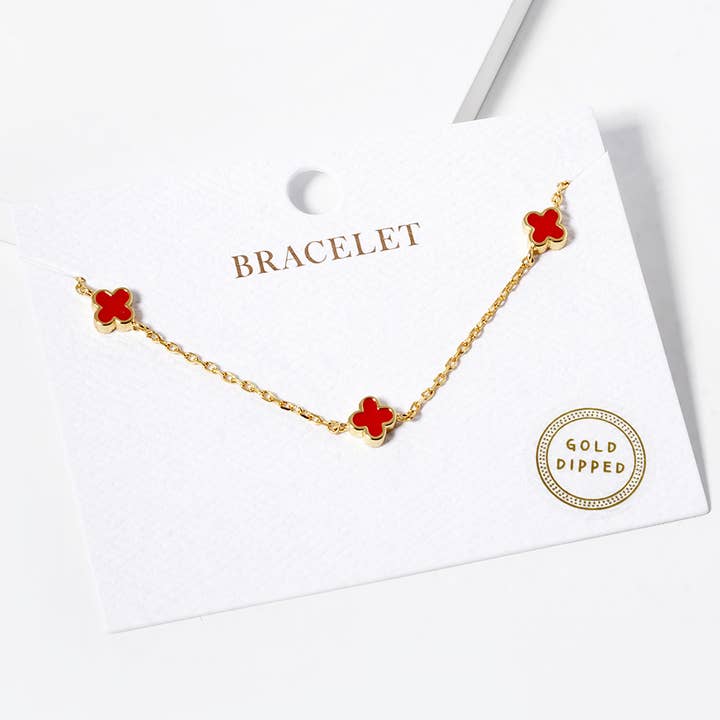 Sensibling Corp. - Wholesale Link & Chain Bracelet - Gold Dipped Triple Quatrefoil Link Bracelet