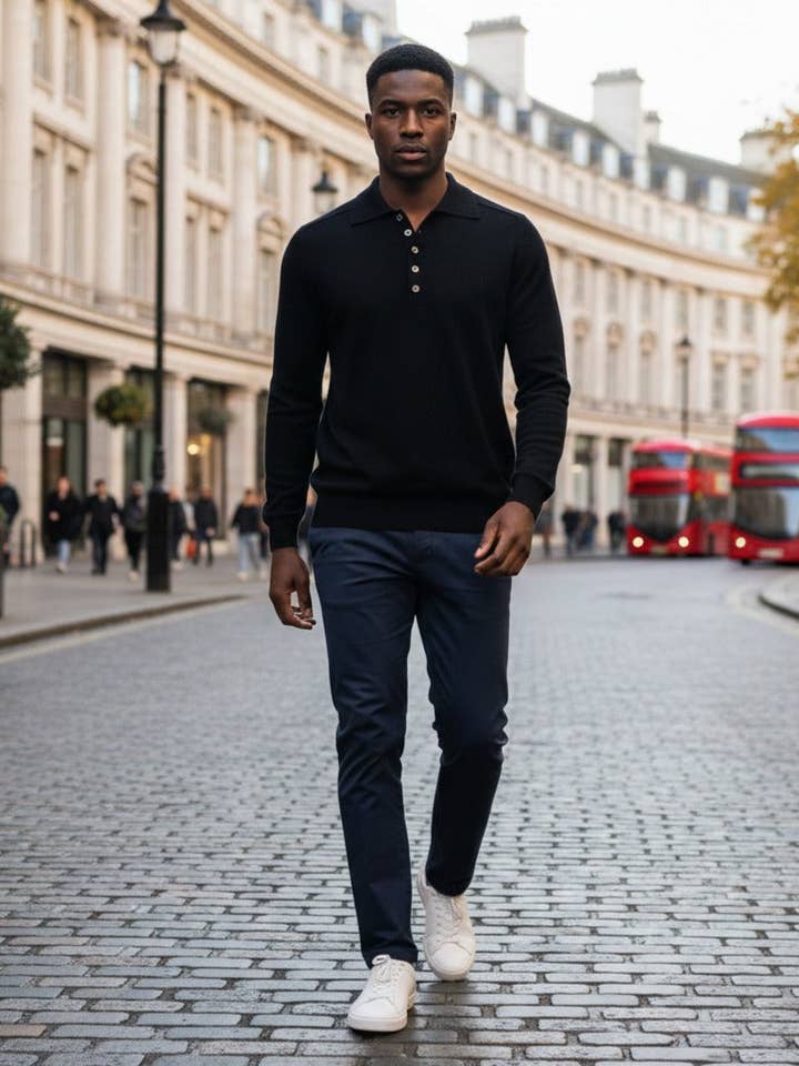 Cashmere Polo Neck Tröja Porter svart för wholesale av Hommard